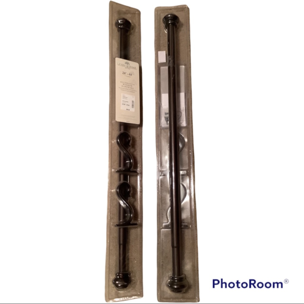 Copper Brown Decorative Window Mounting Hardware, Single rod set, 28” - 48” long
